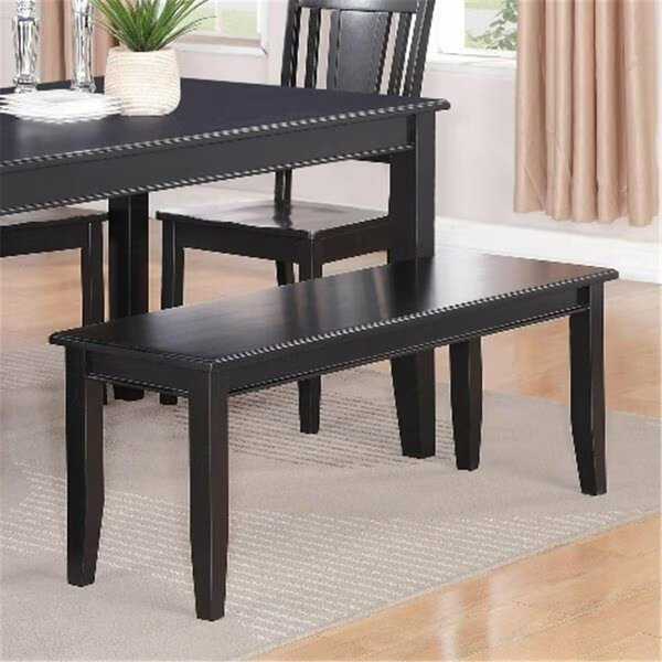 Dudley Dining Bench with Wood Seat - Black, Wooden Imports Furniture, Mfr#: DUB-BLK-W